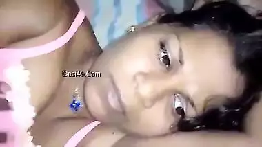 Indian man playing with large tits and filming for home porn video
