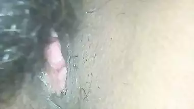 Man licks his wife’s shaved pussy like a dog