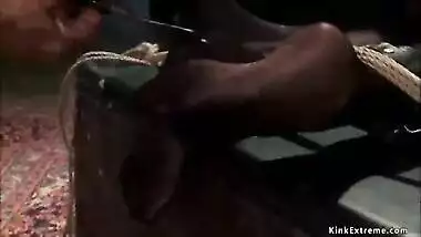 Bound MILF slave anal fucked