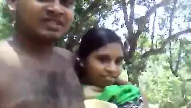 Cute Indian lovers in open fields